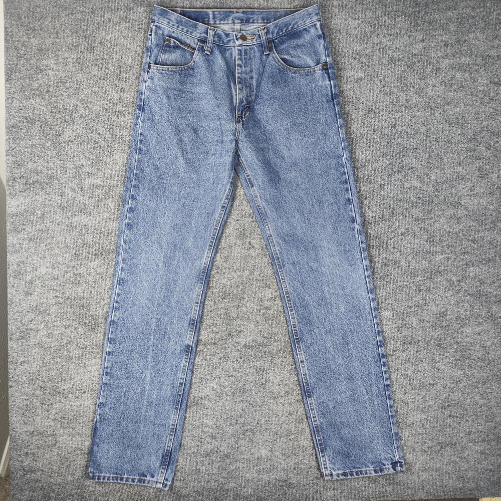 Wrangler Jeans Mens 32x34 Light Wash Blue Regular Fit Straight Leg Denim 96501DS